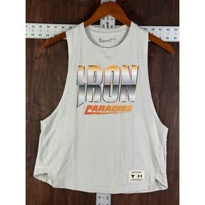 Under Armour‎ Project Rock Iron Tank 1361065 110 Gym Training Gray Womens Small